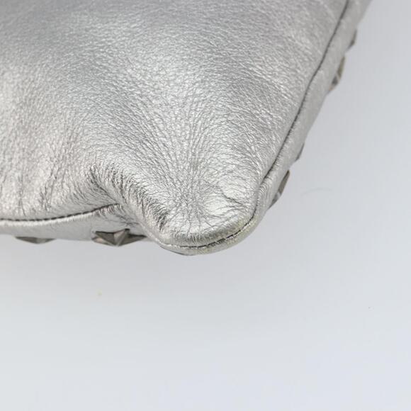 Jimmy Choo Studs Clutch Bag Leather Silver Auth 160738 - Picture 16 of 16